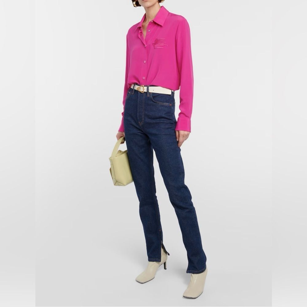 Re/Done Women's Size 30 Dark Blue Wash Super High Pipe Ankle Zipper Jeans $396